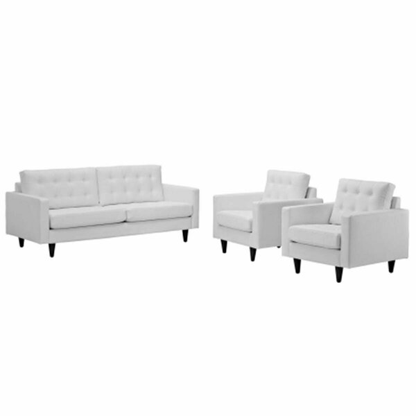 East End Imports Empress Sofa and Armchairs Set of 3, White EEI-1312-WHI